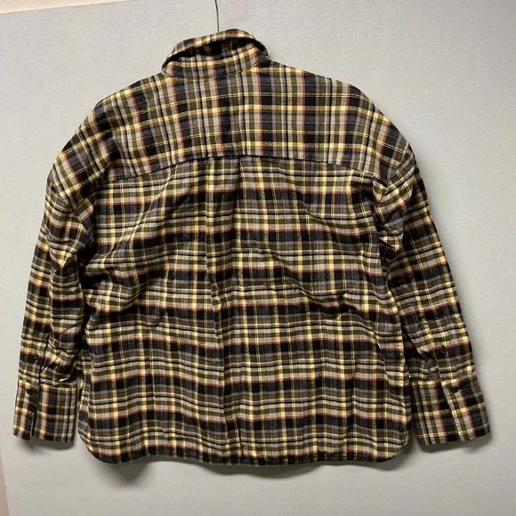 Everlane Plaid Flannel Button Down Shirt‎ Womens XS Brown Yellow Blue - Picture 3 of 6